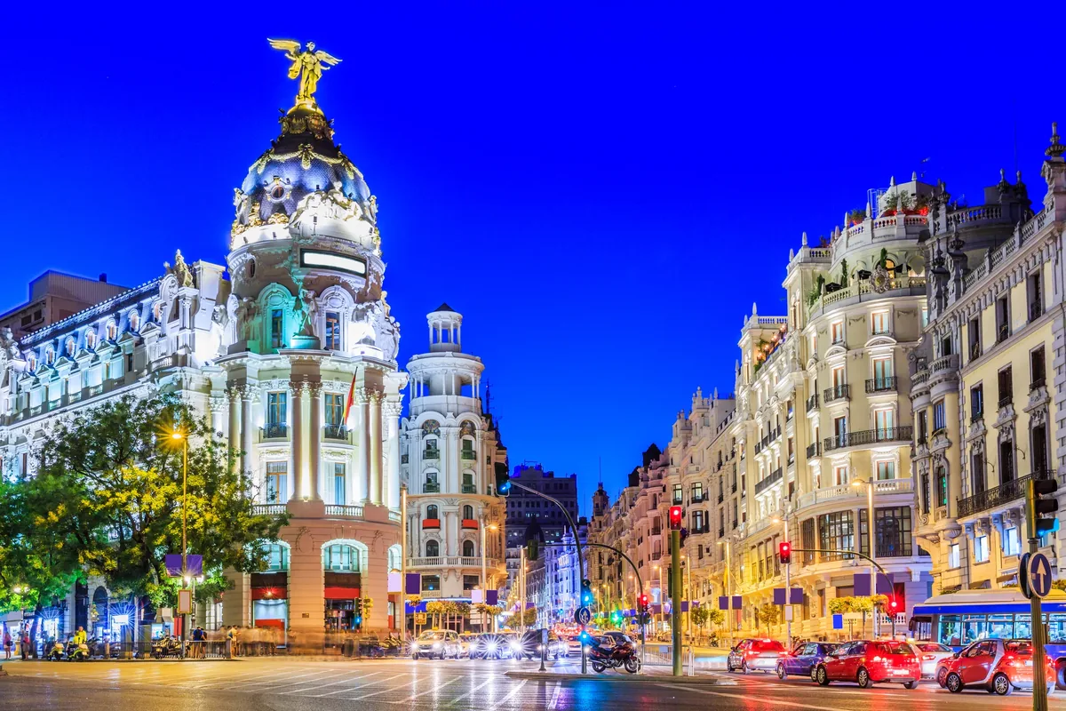 Madrid illuminated at night